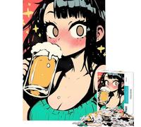 Rompecabezas de 1000 Piezas para Adolescentes Chica Anime Bebiendo Cerveza Juegos relajantes Juguetes adictivos para Cultivar la Paciencia Gran Regalo Un Reto difícil (Tamaño 50x75cm)