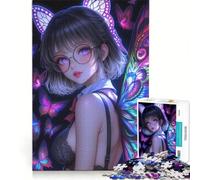 Rompecabezas de 1000 Piezas para Adolescentes: Chica Anime con alas de Mariposa, decoración de Pared, Juguete para Mejorar la Memoria, cumpleaños y Navidad 38x26cm