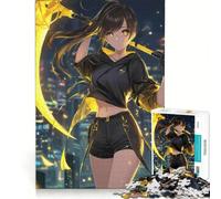 Rompecabezas de 1000 Piezas para Adolescentes: Chica Anime con Arma Dorada, decoración de Pared, Juguete para Mejorar la Memoria, cumpleaños y Navidad 38x26cm
