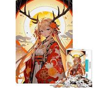 Rompecabezas de 1000 Piezas para Adolescentes Chica Anime con astas de Ciervo Rompecabezas para Adultos Juegos relajantes Desafío difícil cumpleaños (Tamaño 38x26cm)