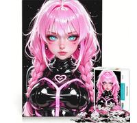 Rompecabezas de 1000 Piezas para Adolescentes: Chica Anime con Cabello Rosa y Trenzas, decoración de Pared, Juguete para Mejorar la Memoria, cumpleaños y Navidad 38x26cm