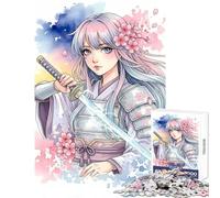 Rompecabezas de 1000 Piezas para Adolescentes Chica Anime con Espada Rompecabezas de 1000 Piezas Juego de ingenio Ideas de Regalos Carrera de Velocidad Manual (50x75cm)