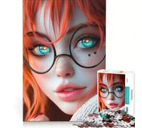 Rompecabezas de 1000 Piezas para Adolescentes: Chica Anime con Gafas, Juguete para armar, Ideal para Relajarse y despejar la Mente, Decorar el Escritorio 38x26cm