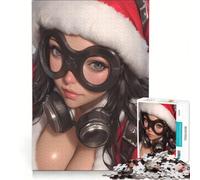 Rompecabezas de 1000 Piezas para Adolescentes: Chica Anime con Gorro de Papá Noel, decoración de Pared, Juguete para Mejorar la Memoria, cumpleaños y Navidad 38x52cm