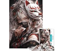 Rompecabezas de 1000 Piezas para Adolescentes Chica Anime con máscara Kitsune Un Reto para completar Que Mejora la Memoria Juego práctico para Mayores de 14 años (38x52cm)