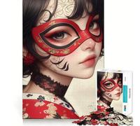 Rompecabezas de 1000 Piezas para Adolescentes Chica Anime con máscara roja,decoración de Corte preciso,Juego cognitivo,Juguete para el Tiempo Libre, Relajante (38x26cm)