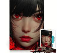Rompecabezas de 1000 Piezas para Adolescentes Chica Anime con Ojos Rojos,decoración de Corte preciso,Juego cognitivo,Juguete para el Tiempo Libre, Relajante (38x52cm)