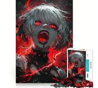 Rompecabezas de 1000 Piezas para Adolescentes Chica Anime con Ojos Rojos,diseño de líneas limpias,Juego Creativo,Juguete para Relajarse, (50x75cm)