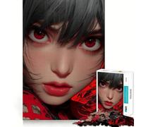 Rompecabezas de 1000 Piezas para Adolescentes Chica Anime con Ojos Rojos,diseño de líneas limpias,Juego Creativo,Juguete para Relajarse, (38x26cm)