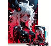Rompecabezas de 1000 Piezas para Adolescentes Chica Anime con Ojos Rojos y Plumas Articulaciones Suaves,Divertido Juego Mental,Regalo Ideal para Relajarse, Tiempo Libre en Navidad