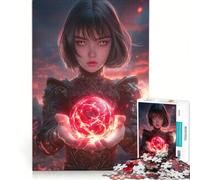 Rompecabezas de 1000 Piezas para Adolescentes: Chica Anime con orbe de Fuego, Juguete Educativo, decoración para el hogar, con póster y Hoja de Preguntas a Juego 38x52cm