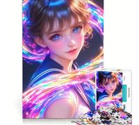 Rompecabezas de 1000 Piezas para Adolescentes: Chica Anime con Rayo Brillante, Ideal para Juegos, relajación y decoración de Pared, cumpleaños y Navidad 38x26cm