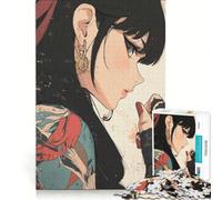 Rompecabezas de 1000 Piezas para Adolescentes: Chica Anime con Tatuajes y Pendientes, Juguetes para armar, Ideal para Relajarse y despejar la Mente, Decorar el Escritorio 38x26cm