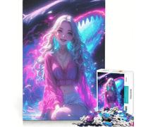 Rompecabezas de 1000 Piezas para Adolescentes: Chica Anime con tiburón y Bikini Marino Juegos relajantes, Actividades Divertidas en casa, Regalo Ideal para Gamers 38x52cm