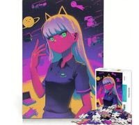 Rompecabezas de 1000 Piezas para Adolescentes: Chica Anime Cyberpunk, Juego Imposible, interacción Entre Padres e Hijos, cumpleaños 50x75cm