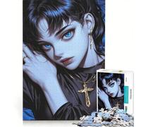Rompecabezas de 1000 Piezas para Adolescentes: Chica Anime de Ojos Azules, Juegos Familiares, Mejora la Memoria, con póster y Hoja de Preguntas a Juego 50x75cm