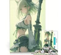 Rompecabezas de 1000 Piezas para Adolescentes Chica Anime de Pelo Verde con Arma Juego Educativo, Ideal para Reducir el estrés cumpleaños 38x52cm