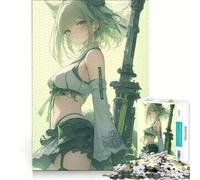 Rompecabezas de 1000 Piezas para Adolescentes Chica Anime de Pelo Verde con Arma Juegos educativos, ensamblaje de Patrones, colección de Artistas, Bellas Artes 50x75cm