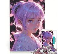 Rompecabezas de 1000 Piezas para Adolescentes Chica Anime de Primavera con Cabello Morado decoración de Pared Entrena tu Cerebro y Tus Manos Gran Regalo para Gamers 50x75cm