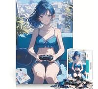 Rompecabezas de 1000 Piezas para Adolescentes,Chica Anime en Bikini,Gamer,decoración de Corte Limpio,Juguete para ejercitar el Cerebro,Juego de Paz,Regalo Divertido de Navidad (50x75cm)