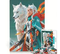 Rompecabezas de 1000 Piezas para Adolescentes: Chica Anime, guardiana Lobo, Juegos relajantes, decoración de Pared, para cumpleaños y Navidad 38x52cm