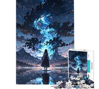 Rompecabezas de 1000 Piezas para Adolescentes Chica Anime observando Las Estrellas Junto a un Lago Juego de ingenio Juguete Educativo Regalo Ideal para Juegos y decoración del hogar (Tamaño 50x75cm)