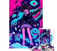 Rompecabezas de 1000 Piezas para Adolescentes Chica Anime rodeada de Monstruos Juego Educativo desafío Juguete Juego Relajante análisis y lógica Excelentes Regalos y Juguetes (Tamaño 38x52cm)