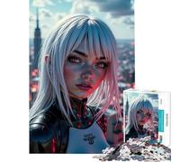 Rompecabezas de 1000 Piezas para Adolescentes Chica Cyberpunk con Ojos Rojos Juguete Educativo Que desafía la Mente Juego de ingenio Un Reto difícil Regalos de Amigo Invisible (Tamaño 38x26cm)