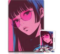 Rompecabezas de 1000 Piezas para Adolescentes, Chica de Anime con Gafas Rosas, Juguete, Juego Intelectual, Mejora la Memoria, Regalo de cumpleaños, tamaño 38x52cm