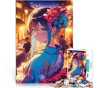 Rompecabezas de 1000 Piezas para Adolescentes Chica de Anime con Kimono en una Calle de Tokio Análisis y lógica Apto para Parejas 38x26cm