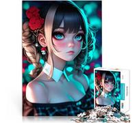 Rompecabezas de 1000 Piezas para Adolescentes Chica de Anime con Ojos Azules Juegos Juguetes Regalo Mejorar el Amor Entre Parejas 38x52cm