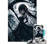 Rompecabezas de 1000 Piezas para Adolescentes Chica de Anime Oscura con guadaña Un desafío para completar Carrera de Velocidad Manual Juegos relajantes para Mayores de 14 años (50x75cm)