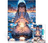 Rompecabezas de 1000 Piezas para Adolescentes Chica de Anime Rezando Junto al Agua Difícil Difícil Mejorar el Amor Entre Parejas 38x26cm
