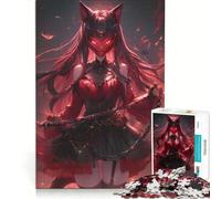 Rompecabezas de 1000 Piezas para Adolescentes Chica Demonio de Anime Pelirroja con máscara Juego Imposible interacción Entre Padres e Hijos cumpleaños 38x26cm