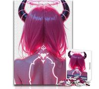 Rompecabezas de 1000 Piezas para Adolescentes, Chica Demonio de Pelo Rosa, Vista Trasera, Ideal para un rato de Relax, Juguete Troquelado de precisión Fina, tamaño 50x75cm