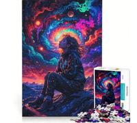 Rompecabezas de 1000 Piezas para Adolescentes Chica Espacial neón de Viaje decoración de Pared de Juguete Entrena tu Cerebro y Tus Manos Gran Regalo para los Amantes de los Videojuegos 38x26cm