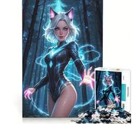 Rompecabezas de 1000 Piezas para Adolescentes, Chica Gato Anime, Juguete Decorativo para Pared, difícil y desafiante, Gran Regalo para Gamers 38x52cm