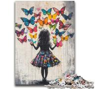 Rompecabezas de 1000 Piezas para Adolescentes: Chica Grafiti y Mariposa Diseño Vibrante y único Experiencia Relajante y desafiante 26x38cm