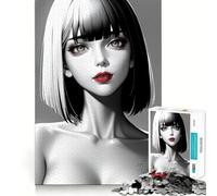 Rompecabezas de 1000 Piezas para Adolescentes Chica Guapa con Labios Rojos,articulaciones Suaves,diversión cognitiva,Juego Casual,Tiempo Libre,Regalo Festivo (38x26cm)