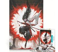 Rompecabezas de 1000 Piezas para Adolescentes: Chica samurái de Anime con Katana, decoración de Pared, Juguete para Mejorar la Memoria, cumpleaños y Navidad 50x75cm