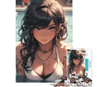 Rompecabezas de 1000 Piezas para Adolescentes Chica Tatuada Junto a la Piscina Juego Educativo desafío Juguete Juegos relajantes análisis y lógica Excelentes Regalos y Juguetes (Tamaño 50x75cm)