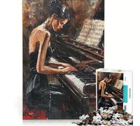 Rompecabezas de 1000 Piezas para Adolescentes Chica Tocando el Piano, Juegos relajantes, para desestresar el intelecto, Regalo de cumpleaños 38x52cm