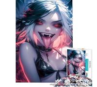 Rompecabezas de 1000 Piezas para Adolescentes Chica Vampiro Rompecabezas de 1000 Piezas para decoración del hogar Juguetes antiestrés (38x52cm)
