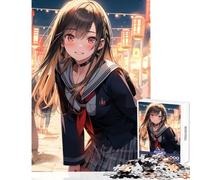 Rompecabezas de 1000 Piezas para Adolescentes Chica Waifu en Uniforme Juguetes antiestrés Grandes Regalos y Juguetes Juego de ingenio Entrena tu Cerebro y Tus Manos tamaño 50x75cm
