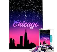 Rompecabezas de 1000 Piezas para Adolescentes Chicago Pink Night Juegos Divertidos Juguetes adictivos para Cultivar la Paciencia Regalos de cumpleaños para la diversión Familiar tamaño 38x26cm
