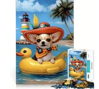 Rompecabezas de 1000 Piezas para Adolescentes Chihuahua Ocean Adventure Clean Edge Juego de concentración Regalo Juego de Juego inactivo Arte de Pared navideño (38x52cm)