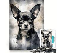 Rompecabezas de 1000 Piezas para Adolescentes Chihuahua pequeño y poderoso,Juego de lógica Divertido y de Corte preciso,Juego Tranquilo,decoración navideña,Regalo (38x26cm)