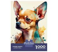 Rompecabezas De 1000 Piezas para Adolescentes Chihuahua Watercolor Anima Rompecabezas para Adultos Juguetes Antiestrés Ensamblaje De Patrones Desafiante De Completar 70x50cm/1000pcs
