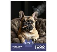 Rompecabezas De 1000 Piezas para Adolescentes Chill Bulldog with Cigar -1 Rompecabezas para Adultos Juegos De Relajación Desafío Difícil Desafío Educativo 52x38cm/1000pcs