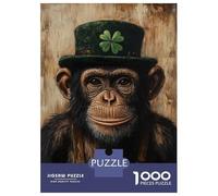 Rompecabezas De 1000 Piezas para Adolescentes Chimp in Hat with Clover Rompecabezas para Adultos Juego Familiar Antiestrés Cumpleaños Y Navidad 70x50cm/1000pcs